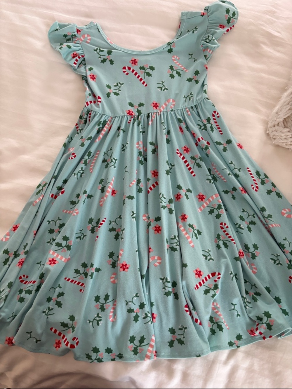 Dot Dot Smile Girls Mint Candy Cane Holiday Twirl Dress